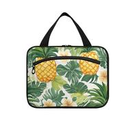 EtherSpher Tropicale Ananas Oro Giallo Verde Palma Foglie Fiore appeso uomini borsa da toilette con gancio, accessori di design borse cosmetiche per accessori da viaggio per le donne crociere maletín