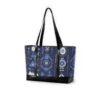 EtherSpher Turismo Illustrazione Aztec Indigo Vector Impermeabile tote bag con scomparto per laptop con cerniera libro tote per piscina palestra drogheria Viaggi con maletin ejecutivo para mujer