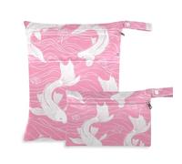 EtherSpher Ukiyo-e Style Fish Peach Borse bagnate con cerniera 2 Pack essenziale da viaggio per bambino con manici per yoga e viaggio