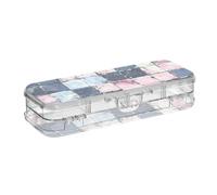 EtherSpher Un modello senza cuciture di blush e bianco progettato matite trasparente scatola doppia Deck duro penne caso per forniture di cancelleria con coperchio a scatto
