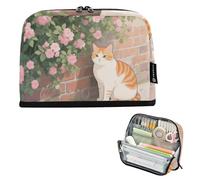 EtherSpher Un simpatico cartone animato arancione Gatto Matita Astucci Grande Capacità Penna Caso Cosmetico Cancelleria Portatile Organizzatore per Bambini Scuola Fornitura bolsa para lapices de ninas