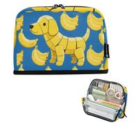 EtherSpher Un simpatico cartone animato giallo banana cane matita penna caso di grande capacità trucco borsa di cancelleria portatile per adolescenti materiale scolastico escolares para nina
