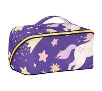 EtherSpher Un simpatico cartone animato viola cosmico unicorni progettato toilette borse con divisori capacità impermeabile viaggio cosmetico borsa accessori da viaggio