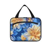EtherSpher Unico Dahlia Blue appeso borsa da viaggio da uomo con gancio, designer lavabile make up borse per le donne viaggio viaggio estuches para maquillaje L, Unico Blu Dalia, Large