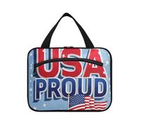 EtherSpher Usa Proud Flag Blue 4th Of July Independence Day appeso make up bag organizer con gancio, designer pieghevole appeso borsa trucco per le donne palestra estuche de maquillaje para mujer L