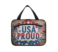 EtherSpher Usa Proud Flag Blue Retro 4 luglio Giorno dell'Indipendenza appeso borse da toilette da viaggio per le donne con gancio, design lavabile borsa spazzola per le donne vacanza bolso viajero