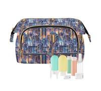 EtherSpher Uturistic Cityscape High-tech Elements Cosmetici Bag Essentials Capacità Viaggio Cosmetic Bag Gioielli per Pennello Trucco, paesaggio urbano uturistico, elementi high-tech, 1 size