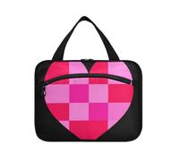 EtherSpher Valentine Pink Hearts appeso articoli da toeletta borsa per gli uomini con gancio, designer chic borsa per il trucco per viaggio essenziale vacanza bolso viajero para mujer L, San Valentino