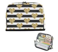 EtherSpher Valentine Romantico Golden Love Pencil Organizer Caso Grande Capacità Makeup Bag Caso Multiuso Portapenne per Ragazze Scuola cartuchera para lapices nina grandes