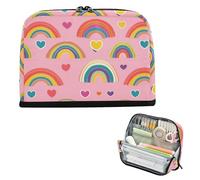 EtherSpher Valentine Rosa Arcobaleni e Cuori Astuccio Penna Grande Capacità Borse Espandibile Cancelleria di Stoccaggio per Adulti Forniture scolastiche materiali escolares para nina