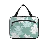 EtherSpher Verde Bianco Maple Leaf appeso viaggio trucco borsa per le donne con gancio, designer multifunzionale kit borsa per gli uomini per crociera viaggio hotel bolso de maquillaje para mujer L