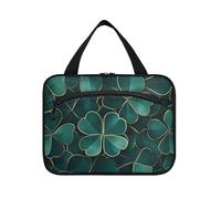 EtherSpher Verde e Oro Clover appeso kit da toeletta da viaggio con gancio, designer carino trucco cosmetico borsa per adulti hotel bolsa para guardar maquillaje L, Trifoglio verde e oro, Large