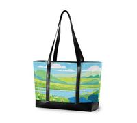 EtherSpher Verde Estate Paesaggio borse moderne per le donne per il lavoro con cerniera strutturato tote per la scuola con tablet bolso de trabajo para mujer