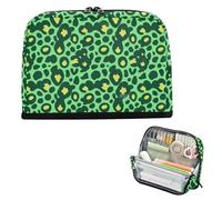 EtherSpher Verde Leopard Stampa Matita Caso Grande Capacità Make Up Borse Portatile Cancelleria Matita Caso per Insegnante Scuola Media Cartera para lapices escolares de nina