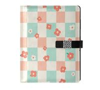 EtherSpher Verde menta e corallo modello a scacchi fiori in pelle foderato notebook diario impermeabile copertina notebook in pelle per la pianificazione 6.7x9.2