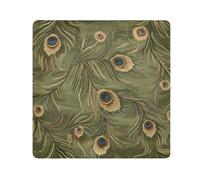 EtherSpher Verde Oliva Piume di Pavone Toiletries Borse Camera Lens Panno Protettivo Organizer Wrap 21.7 X 21.7 Wrapper Organizzatore Cosmetico Per Viaggio, Piume di pavone verde oliva, 21.7x21.7in