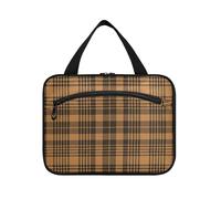 EtherSpher Vintage Buffalo Plaid Checked Brown appeso kit da viaggio per gli uomini con gancio, designer carino borsa medicina per viaggio trucco viaggio bolsa para maquillaje L, Plaid vintage di