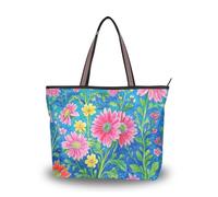 EtherSpher Vintage Daisy Floral Blue Peach tessuto di seta borse con cerniera e borse estive riutilizzabili per le donne