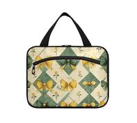 EtherSpher Vintage Fiocchi gialli Fiori Forme verdi appeso borse cosmetiche per le donne con gancio, designer carino snack bag per i viaggiatori campeggio organizador de maquillaje para L, Fiocchi