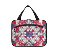 EtherSpher Vintage Flower Pattern Rosso e Blu borse da appendere per viaggiare con gancio, designer borsa trucco portatile per viaggio essenziale zaino in spalla bolso de mano para hombre L, Motivo