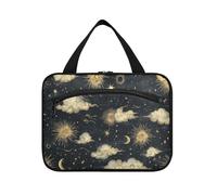 EtherSpher Vintage Moon Sun Retro appeso cosmetici borse da viaggio per le donne con gancio, design compatto kit borsa per gli uomini per gli uomini crociere maletín para maquillaje L, vintage luna