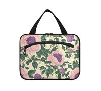 EtherSpher Vintage Poppy Flowers Green Leaves Retro appeso trucco custodia da viaggio con gancio, designer pieghevole borsa da viaggio articoli da toeletta per adulti viaggio estuche para maquillaje L