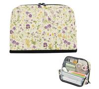 EtherSpher Vintage Viola Giallo Wildflowers Pattern Pencil Pen Case Grande Capacità Penna Astuccio Slot Cancelleria di Stoccaggio per Infermieri Scuola Must Haves estuche para lapices pequeno