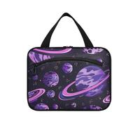 EtherSpher Viola Cartoon Planet borse appese per le donne articoli da toeletta con gancio, designer necessità cura della pelle borsa per papà campeggio bolsa de maquillaje para mujer L, Pianeta viola