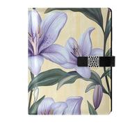EtherSpher Viola chiaro Lily Flower Strisce gialle chiare in pelle foderato notebook a righe delicato notebook college regola per lavorare 6.7x9.2