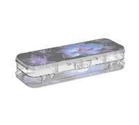 EtherSpher Viola Fiore Freddo Progettato Plastica Matita Box Trasparente Doppio Deck Penne Scatole di Caso Per Forniture di Cancelleria Con