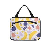 EtherSpher Viola Giallo Frutta fresca appeso borsa cosmetica da viaggio con gancio, designer chic appeso borsa trucco per viaggiatore lavoro estuche para guardar maquillaje L, Frutti gialli viola