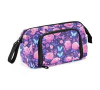EtherSpher Viola Pesca Elegante Blooms Grande Astuccio Grande Capacità Grande Astuccio con Scomparto per Studenti Preppy Forniture scolastiche asesorios para la escuela