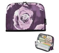 EtherSpher Viola Pittura A Olio Fiori Portamatite Grande Capacità Penna Sacchetto Con Slot Cancelleria Matita Caso per Le Donne Asilo cartuchera escolar para adolescenti