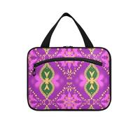 EtherSpher Viola Verde Mistero Boho borsa appesa per viaggio con gancio, designer carino borse trucco per accessori per le donne che viaggiano estuche para guardar maquillaje L, Viola Verde Mistero