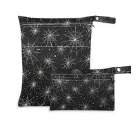 EtherSpher Web Nero Glitter Borse riutilizzabili per panno 2 Pack Wet Bag per costume da bagno con manici per yoga, yoga
