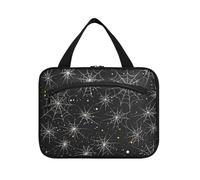 EtherSpher Web Nero Glittering appeso viaggio trucco borsa per le donne con gancio, designer chic borsa da toilette per accessori da viaggio per le donne vacanza organizador de maquillaje para L, web