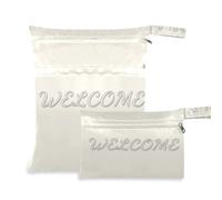 EtherSpher Welcome Silver - Sacchetti a prova di disordine per bagnati, confezione da 2, essenziali da viaggio per volare, con manici per asilo nido, piscina