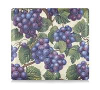 EtherSpher Yummy Grapes - Custodia a portafoglio in pelle sintetica in poliuretano con motivo a uva, per carte d'identità, patente di guida, chiavi di contatto