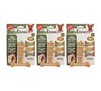 Ethical Pet Confezione da 3 Bam-Bones Plus Giocattoli da masticare resistenti per cani di piccola taglia al gusto di pollo
