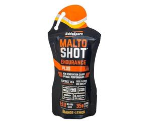EthicSport - Maltoshot Endurance Plus - Confezione da 15 x 50 ml - Gusto: Orange - Lemon - Prodotto energetico specifico per endurance con 5 diversi carboidrati sequenziali e senza caffeina