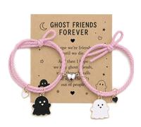 Ethlomoer Braccialetti dell'amicizia da donna, con citazione Ghost Friends Forever, colore bianco e nero, magnetici, coppia di gioielli per bestie e sorelle