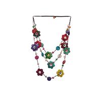 Ethnic African Wood Bead Statement Pendant Collar Layered Long Strand Chunky Coconut Shell Geometric Choker Bib Necklace Bohemian Jewelry-flower