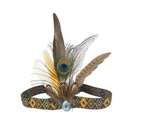 Ethnic Feathered Headband For Women Men Unisex Indian Outfits Hairband For Festivals And Ceremonial Event 1920s Parties Ethnic Headband
