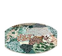 Ethnic Style Patchwork Printed Circular Carpet Watercolor Flower Anti Slip Rug Bedroom Living Room Entrance Mat Home Decoration(Color03,120x120cm)