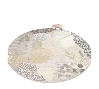 Ethnic Style Patchwork Printed Circular Carpet Watercolor Flower Anti Slip Rug Bedroom Living Room Entrance Mat Home Decoration(Color01,40x40cm)