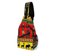 Ethnic Tribal African Black Women Deer Elephants Donna Uomo Sling Bag Leggera Zaino Monospalla Multitasche Borsa A Tracolla Per Escursionismo Treeking Campeggio