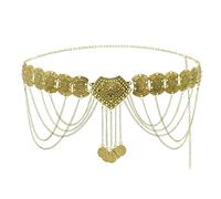 Ethnic Vintage Metal Belly Chains for Women Dancing Dress Belt Waist Chain Coin Long Tassel