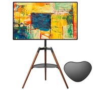 ETHU Supporto per TV in legno massello di faggio per TV da 32 a 65 pollici, altezza regolabile con ripiano multimediale per schermi LED/LCD, supporto per TV con funzione girevole di 140°