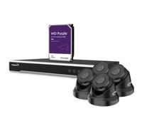 EtiamPro Kit di videosorveglianza HD con 4 telecamere IP nere, registratore di rete PoE a 8 canali (NVR) e cavi CAT6 da 20 m, disco rigido da 3 TB, espandibile con telecamere IP