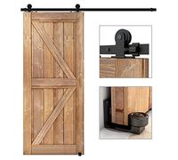 ETIASQSA 150CM/5FT Binario per Porta Scorrevole Kit Nero e Rustico Porta Scorrevole Kit Accessori per Porta Singola Scorrevole e Regolabile Guida al Pavimento Parete/Porta Guida